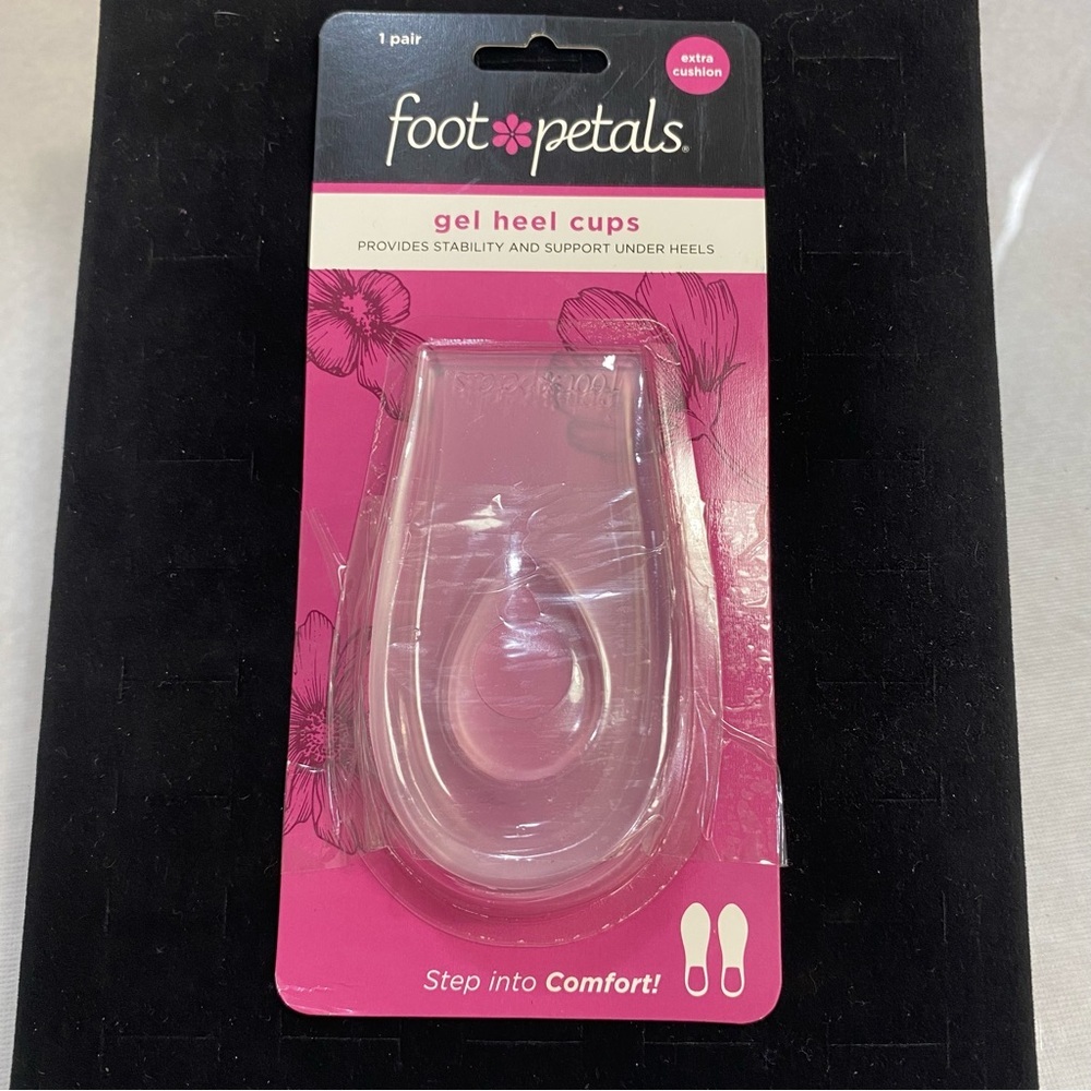 Foot Petals Gel Heel Cup Cushions Clear Pink Shock Absorbing Shoe Inserts OS